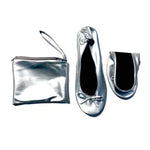 Clean Heels | Silver folding ballerina pumps