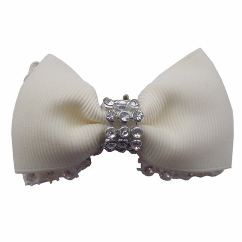 Diamante Cream Bow Decorative Shoe Clip Ons  from Clean Heels