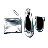 Clean Heels | Silver folding ballerina pumps
